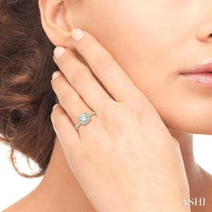 3/8 Ctw Diamond Ladies Engagement Ring with 1/4 Ct Round Cut Center Stone in 14K Yellow and White Gold