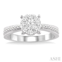 3/4 ctw Lovebright Round Cut Diamond Engagement Ring in 14K White Gold