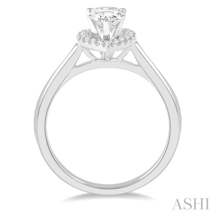 1/10 Ctw Round Cut Diamond Halo Semi-Mount Engagement Ring in 14K White Gold