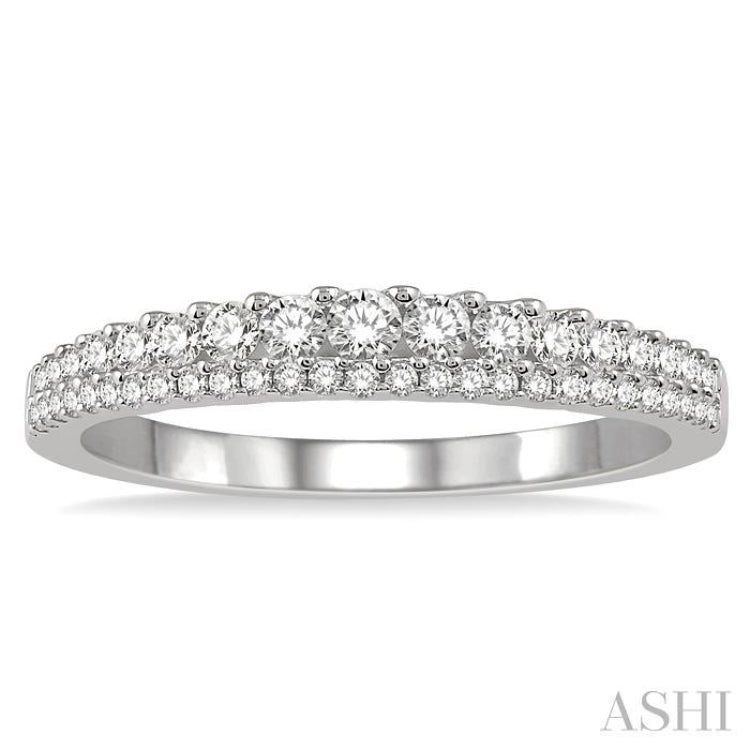 3/8 Ctw Double Row Round Cut Diamond Band in 14K White Gold