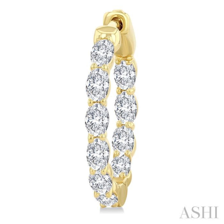 2 Ctw Inside-Out Oval Cut Diamond Hoop Earrings in 14K Yellow Gold