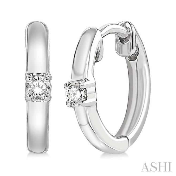1/10 Ctw Petite Single Round Cut Diamond Fashion Huggies in 10K White Gold
