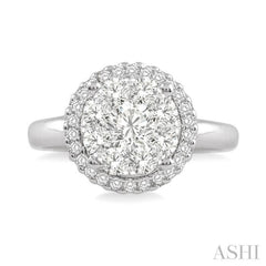 3/4 Ctw Lovebright Round Cut Diamond Engagement Ring in 14K White Gold
