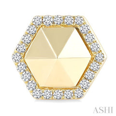 1/4 Ctw Petite Hexagon Single Cut Diamond Halo Fashion Stud Earrings in 14K Yellow Gold