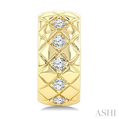 1/5 Ctw Bold Diagonal Crisscross Round Cut Golden Glow Diamond Fashion Half Hoop Earrings in 10K Yellow Gold