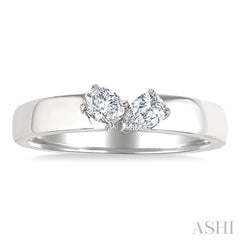1/3 Ctw Toi Et Moi 2-Stone Pear and Oval Cut Diamond Fashion Ring in 14K White Gold