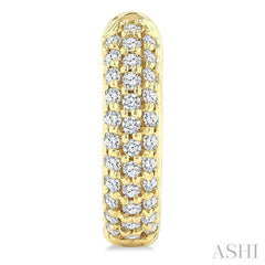 1/2 Ctw Triple Row Round Cut Diamond Fashion Huggies in 14K Yellow Gold