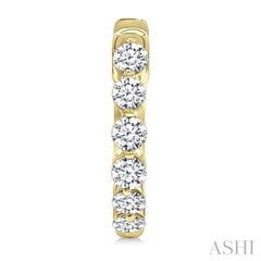 1/2 Ctw Prong Set Round Cut Diamond Hoop Earrings in 14K Yellow gold