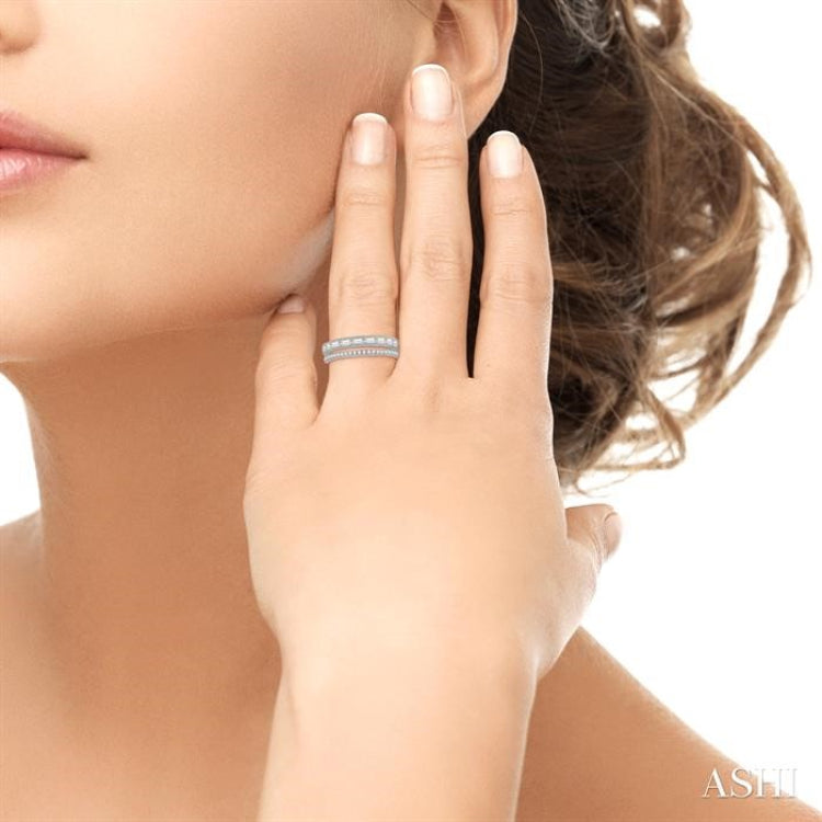3/8 Ctw Split Baguette and Round Cut Diamond Fashion Band in 14K White Gold