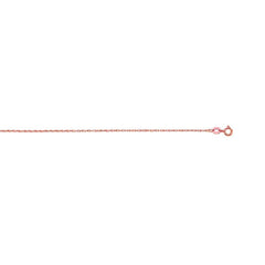 14K Rose Gold .85mm Machine Rope 16 Chain (Carded) with Spring Ring Lock