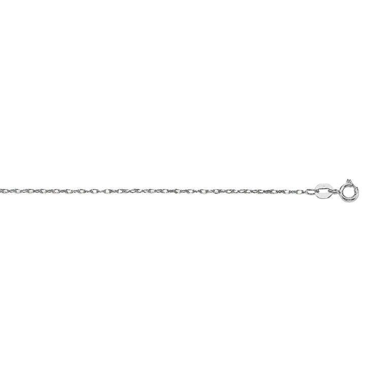14K White Gold .85mm Machine Rope 18 Chain (Carded) with Spring Ring