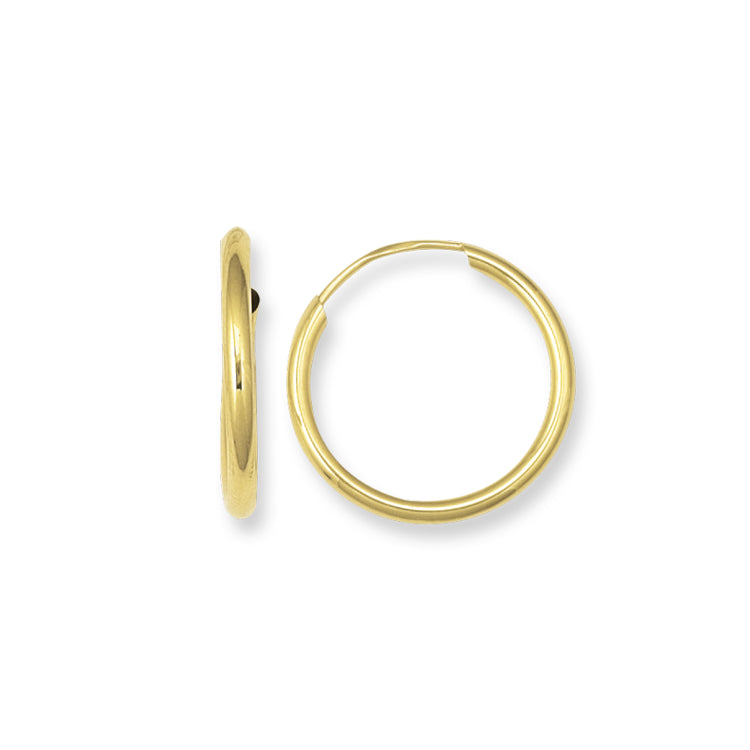 14K Yellow Gold 1mm x 13.4mm Endless Hoop Earring