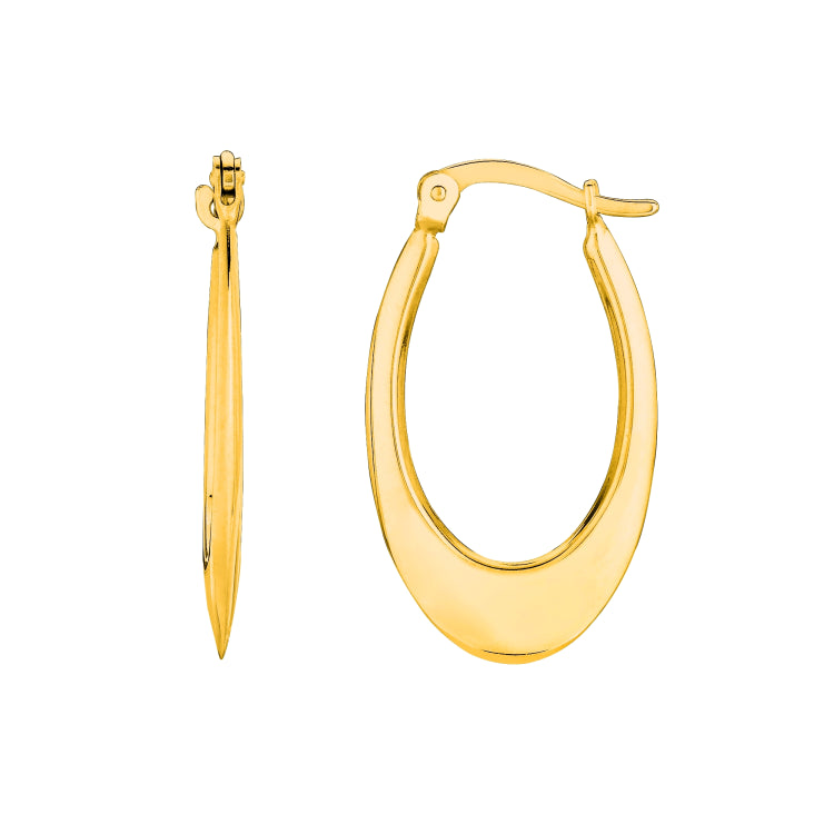 14K Yellow Gold Graduated Oval Back to Back Hoop Earring