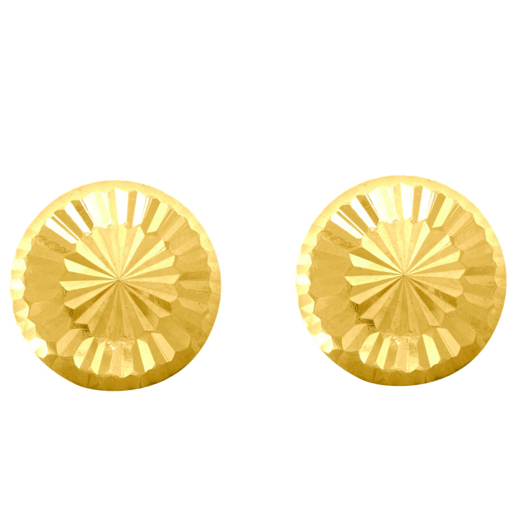 14K Yellow Gold Small Diamond Cut Burst Post Earring