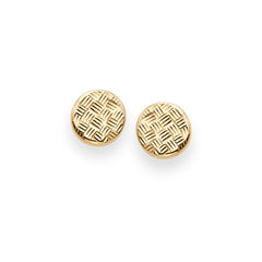 14K Yellow Gold Round Diamond Cut Post Earring