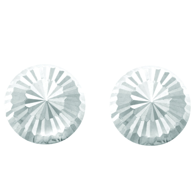 14K White Gold Large Diamond Cut Burst Post Earring