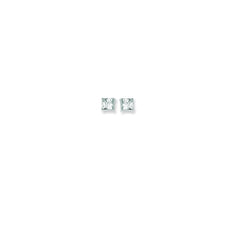 14K White Gold 6mm Princess Cut CZ Stud Earring