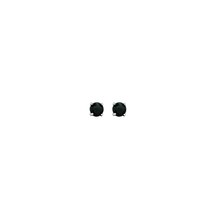 14K White Gold 3mm Black CZ Stud Earring