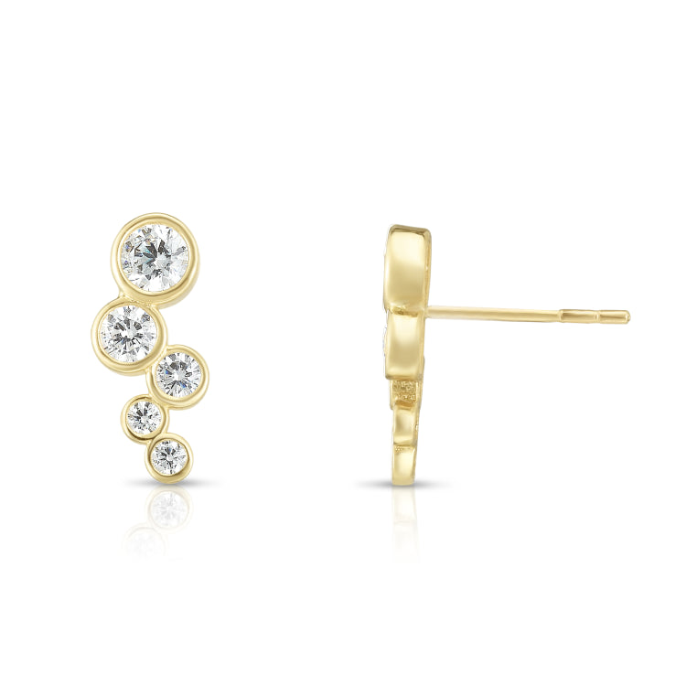 14K Yellow Gold Bezel Set CZ Ear Climber