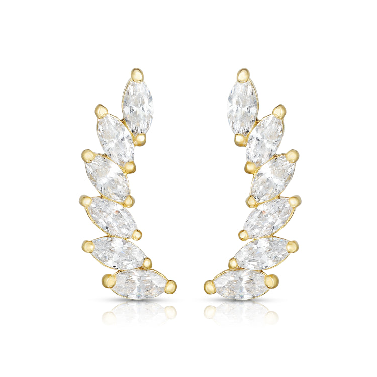 14K Yellow Gold Marquise CZ Ear Climber