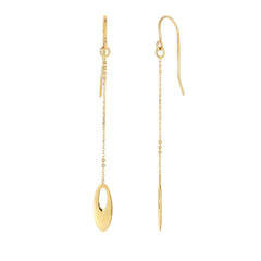 14K Yellow Gold Polished Open Oval Drop Earring