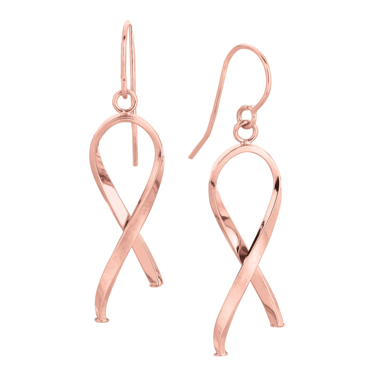14K Rose Gold Ribbon Freeform Earring