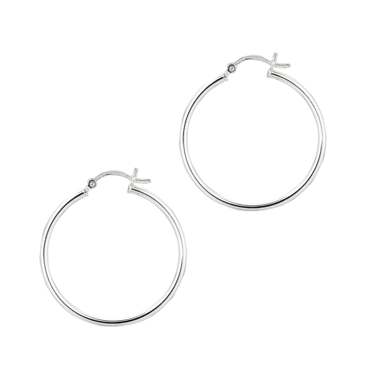 Sterling Silver 2x30mm Hoop Earring