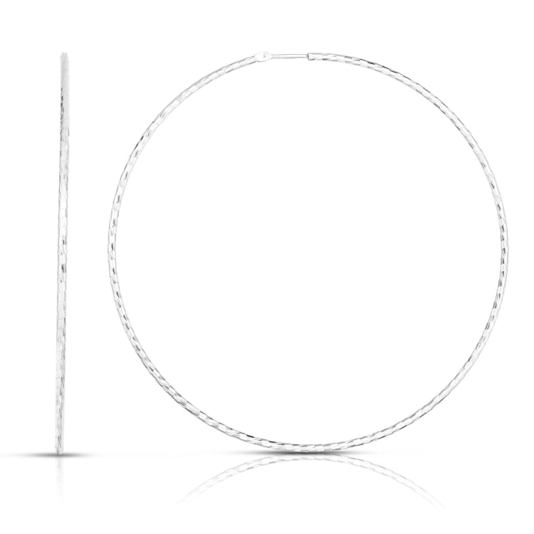 Sterling Silver 70mm Diamond Cut Endless Hoop Earring