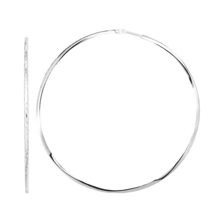Sterling Silver 60mm Diamond Cut Endless Earring