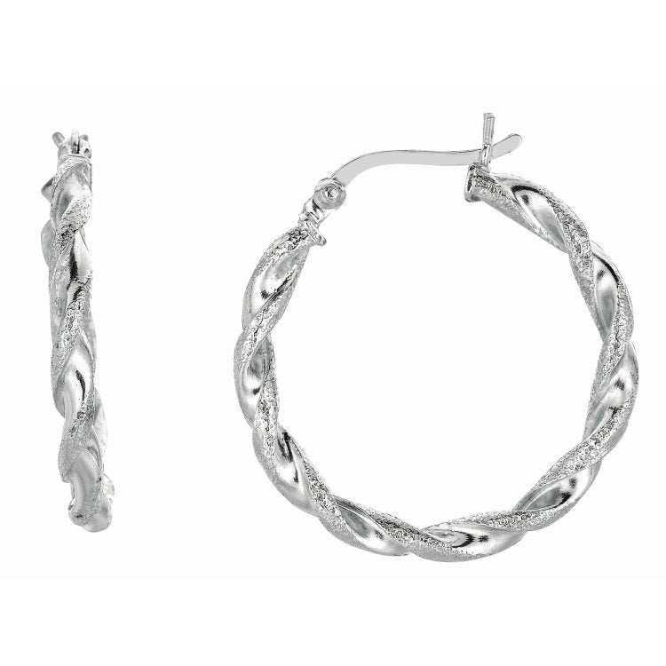 Sterling Silver Medium Puff Twist Earring