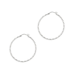 Sterling Silver 2x40MM Diamond Cut Hoop Earring