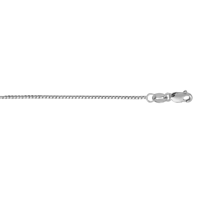 14K White Gold 0.75mm Classic Box 24 Chain with Lobster Lock