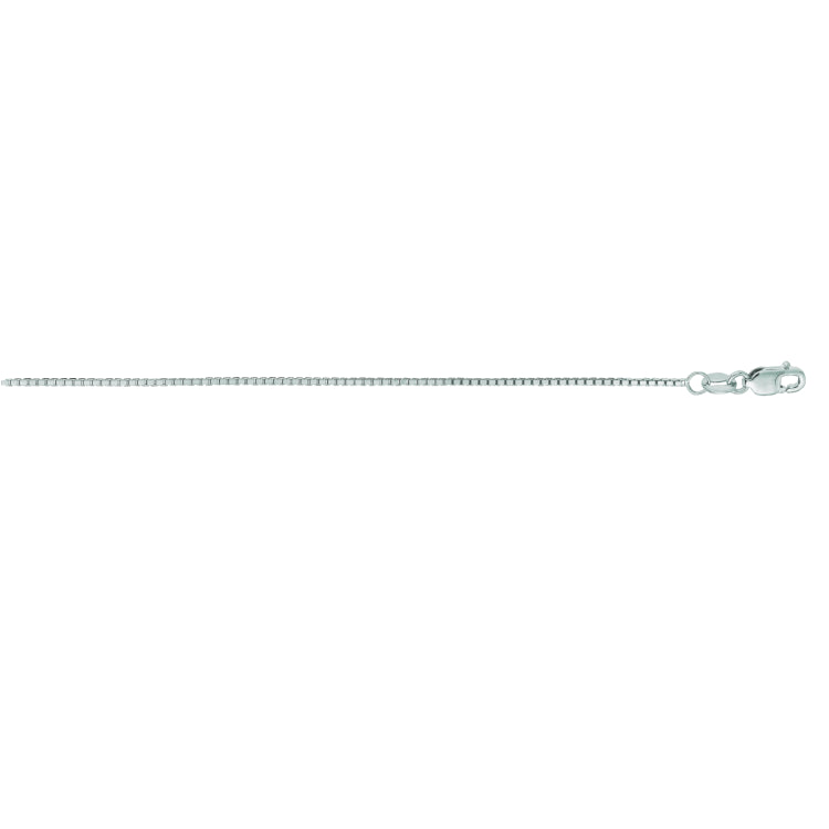 14K White Gold 0.85mm Classic Box 16 Chain with Lobster Lock