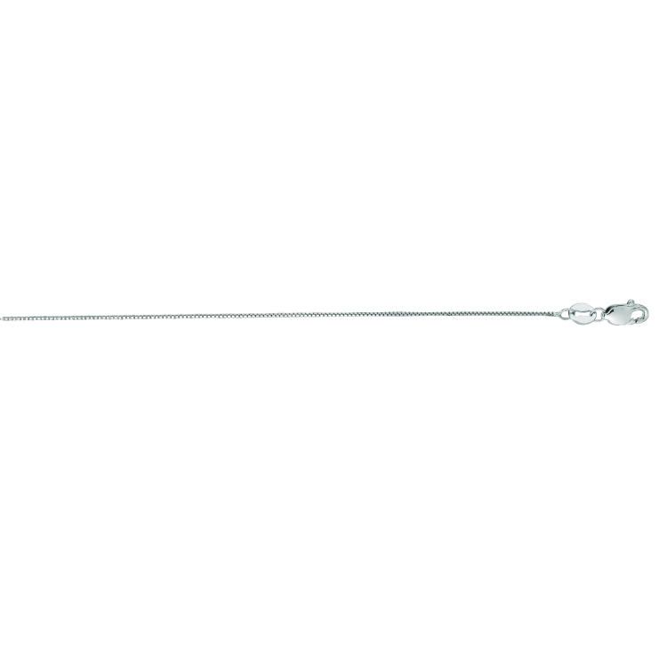 14K White Gold 0.6mm Classic Box 16 Chain with Lobster Lock