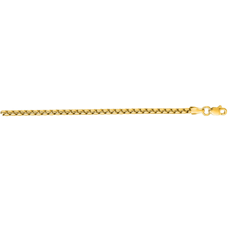 14K Yellow Gold 3.4mm 24 Lite Round Box Chain with Lobster Lock