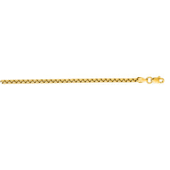 14K Yellow Gold 3.4mm 24 Lite Round Box Chain with Lobster Lock