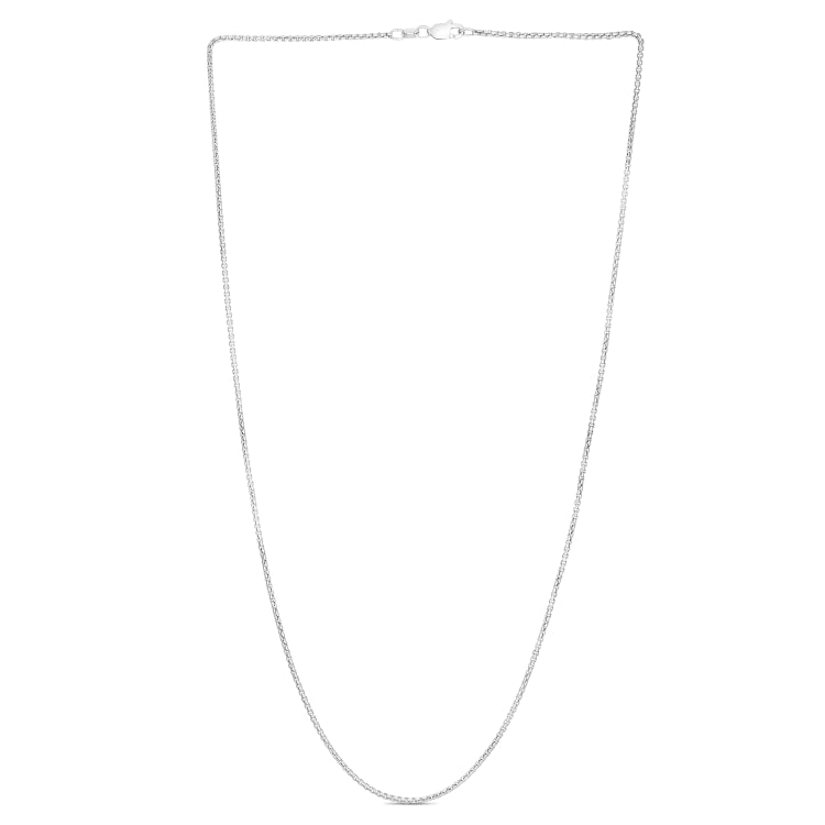 14K White Gold 1.3mm Lite Round Box 16 Chain with Lobster Lock