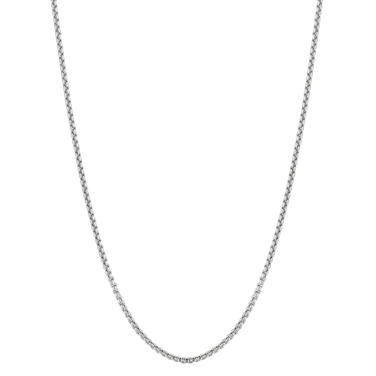 14K White Gold 1.8mm Lite Round Box 16 Chain with Lobster Lock