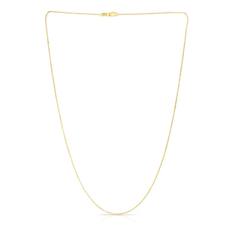 14K Yellow Gold 0.87mm Diamond Cut Cable 16 Chain with Lobster Lock