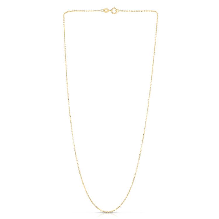 14K Yellow Gold 1.1mm Diamond Cut Cable 20 Chain with Spring Ring