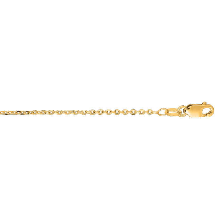 14K Yellow Gold 1.3mm Diamond Cut Cable 24 Chain with Lobster Lock