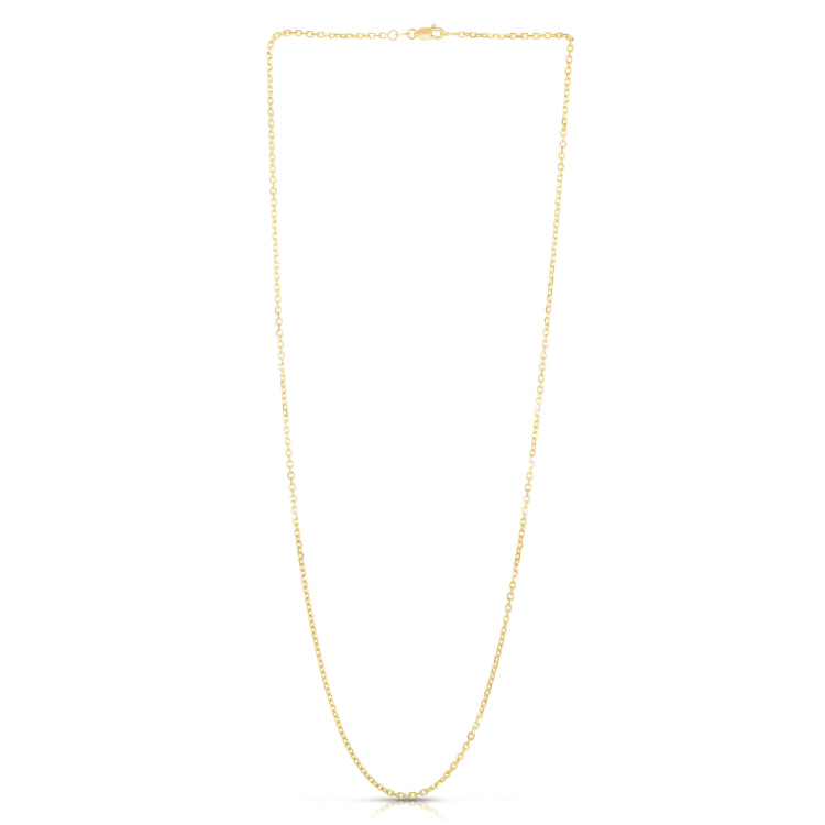 14K Yellow Gold 1.9mm Diamond Cut Cable 16 Chain with Lobster Lock