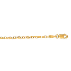 14K Yellow Gold 2.3mm Diamond Cut Cable 18 Chain with Lobster Lock