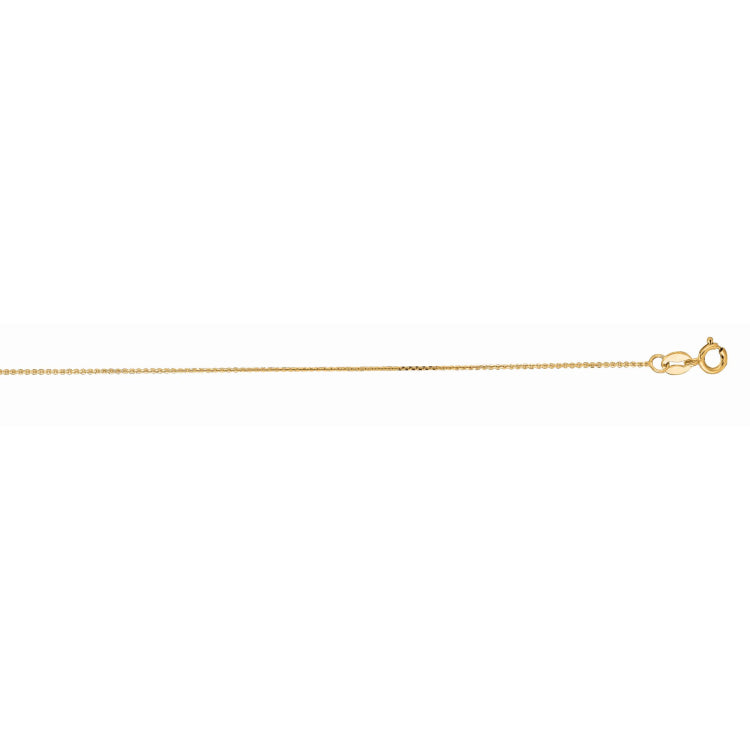 14K Yellow Gold 0.87mm Diamond Cut Cable 16 Chain with Spring Ring Clasp