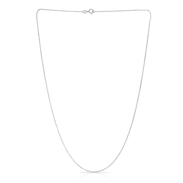 14K White Gold 1.1mm Diamond Cut Cable 24 Chain with Spring Ring