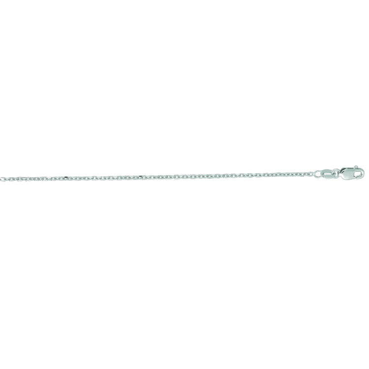 14K White Gold 1.5mm Diamond Cut Cable 24 Chain with Lobster Lock