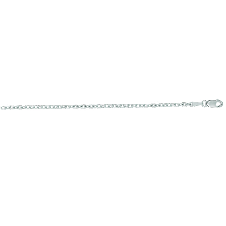 14K White Gold 2.3mm Diamond Cut Cable 20 Chain with Lobster Lock