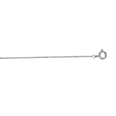 14K White Gold 0.68mm Diamond Cut Cable 16 Chain with Spring Ring Clasp