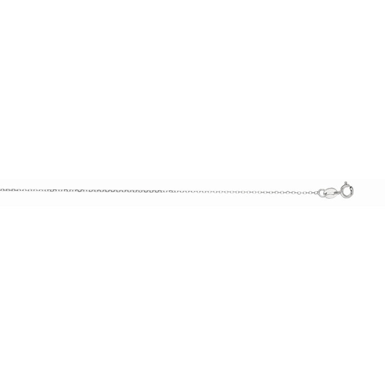 14K White Gold 0.87mm Diamond Cut Cable 18 Chain with Spring Ring Clasp
