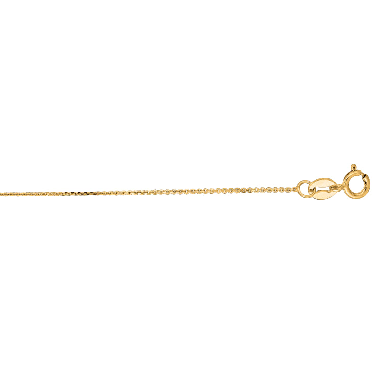 14K Yellow Gold 0.5mm Diamond Cut Flat Cable 18 Chain with Spring Ring